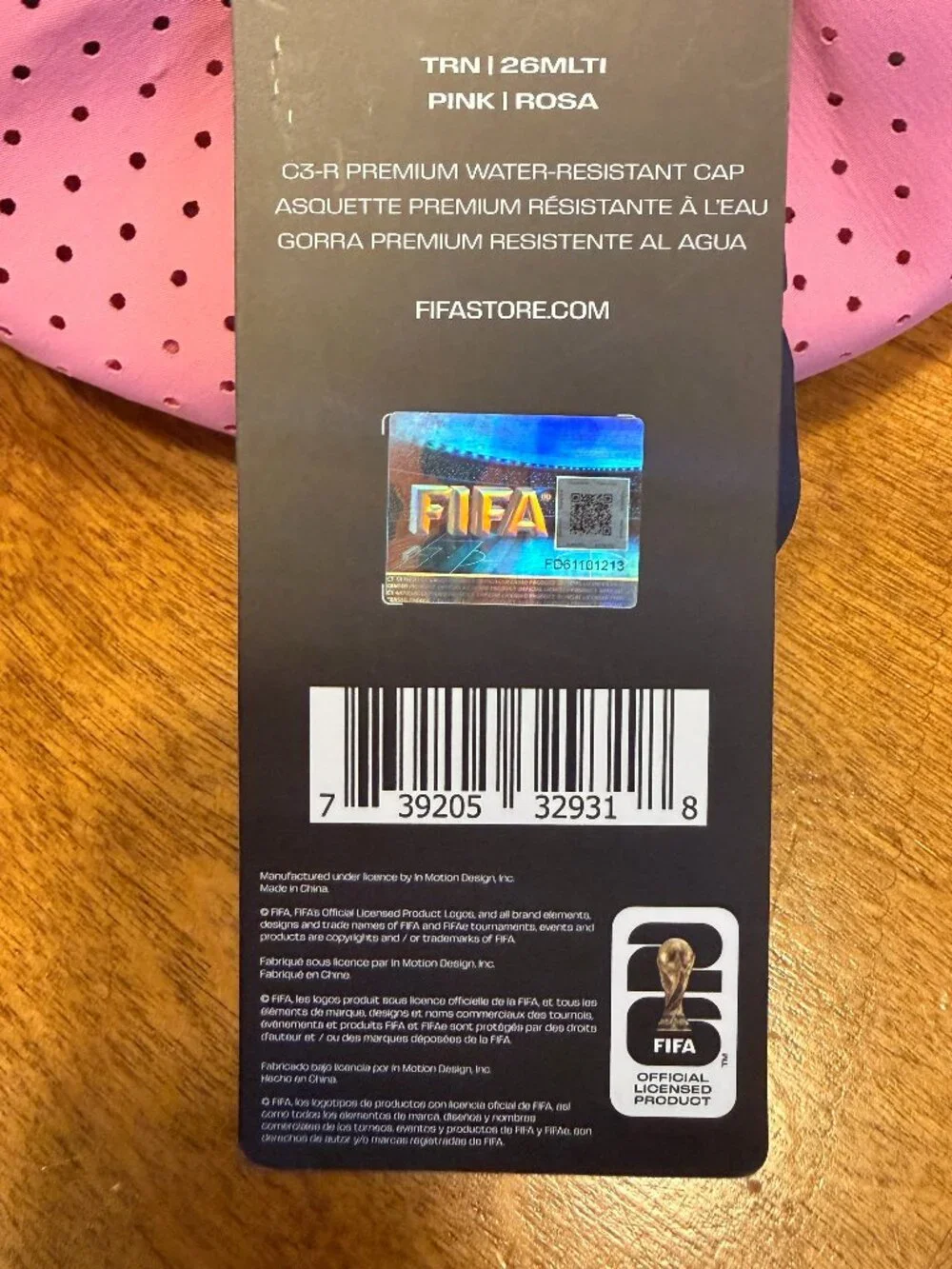 NWT FIFA World Cup 2026 Premium Pink Water-Resistant Snapback Hat Official